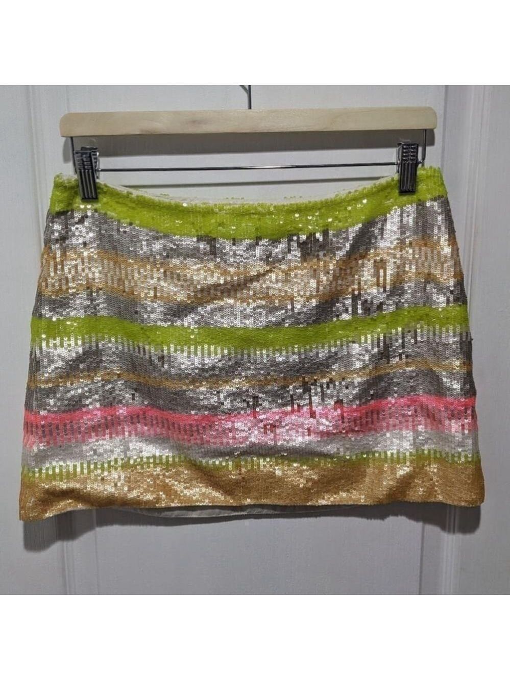 Free People | Sequin Mini Skirt in Neon Stripe